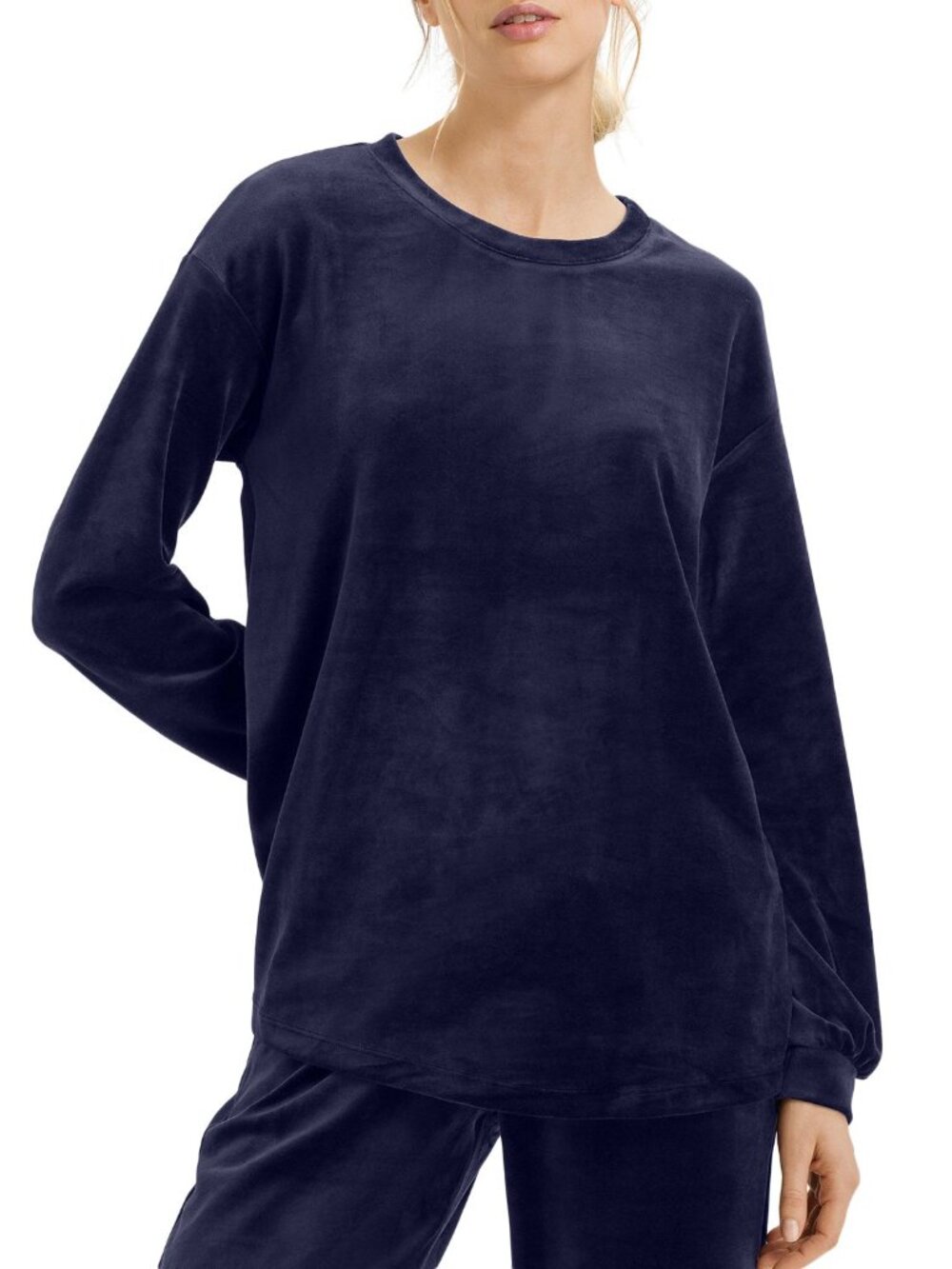 Hanro Womens Long Sleeve Velour Sleep Shirt